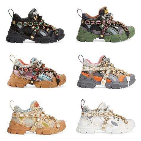 chunky gucci shoes|Gucci jeweled sneakers price.